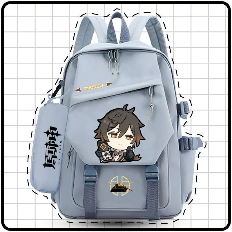 Genshin Impact 3-6 Grade INS Korean Version Bag Elementary Middle School Boys Girls Large Capacity Lightweight Cartoon Backpack