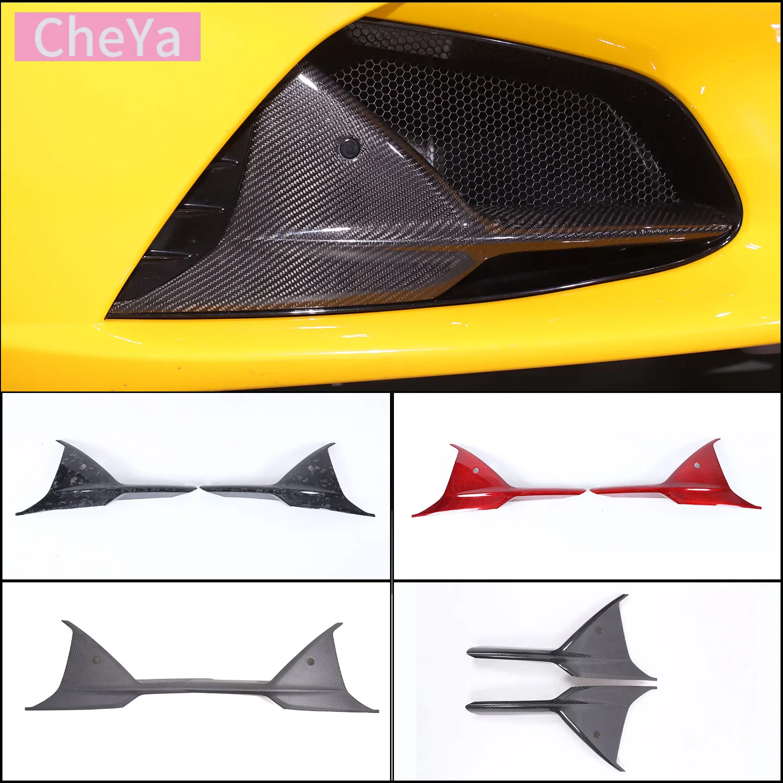 cheya Real Carbon Fiber Car Front Bumper Side Decorative Panel Cover for Lotus EMIRA 2021-2023 Exterior Accessories 2Pcs