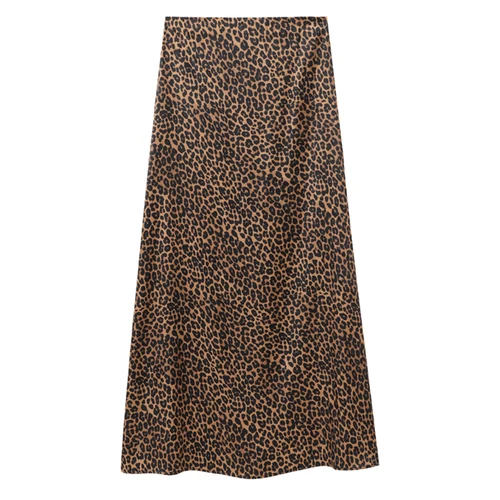 Imagen 2 del producto HXAO, faldas para mujer, falda Vintage con estampado de animales, faldas largas de cintura alta para mujer, falda Retro elegante de leopardo para mujer