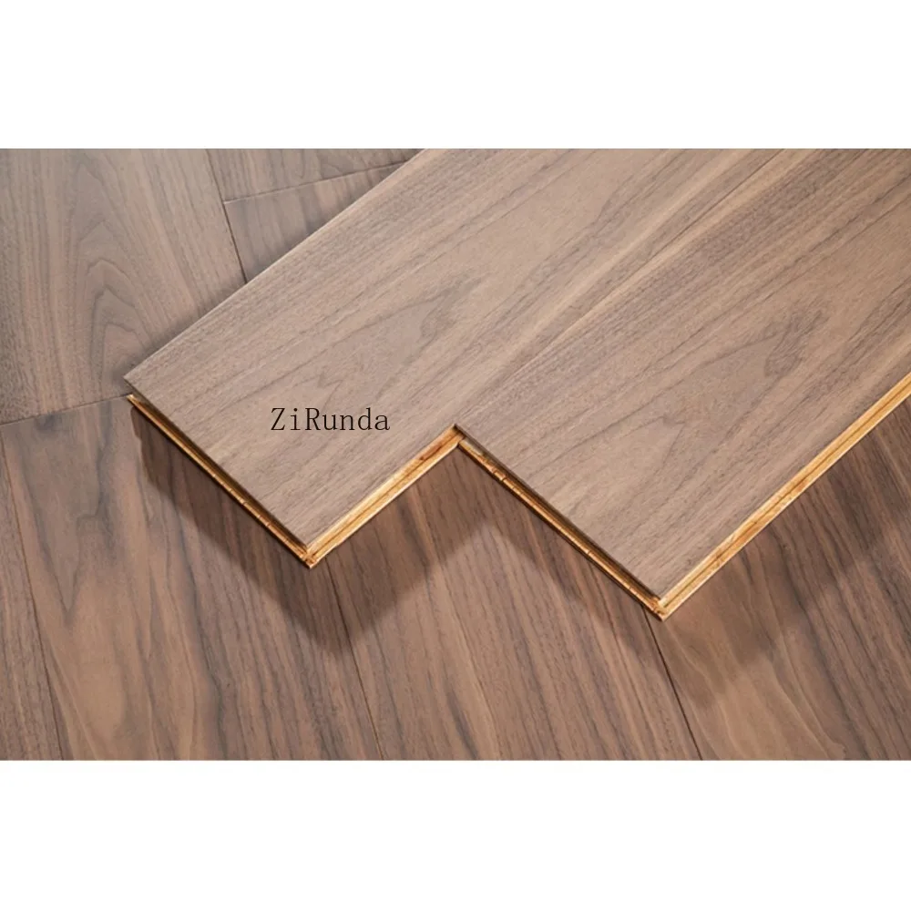 نسخة مخصصة من أرضية خشبية هندسية متعددة الطبقات من خشب الجوز #4