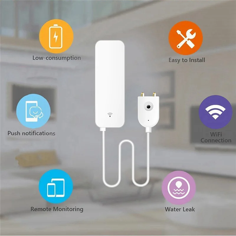 

A37T-Tuya Zigbee Smart Water Leak Sensor Water Overflow Level Detector Security Alarm System Flood Leakage Sensor