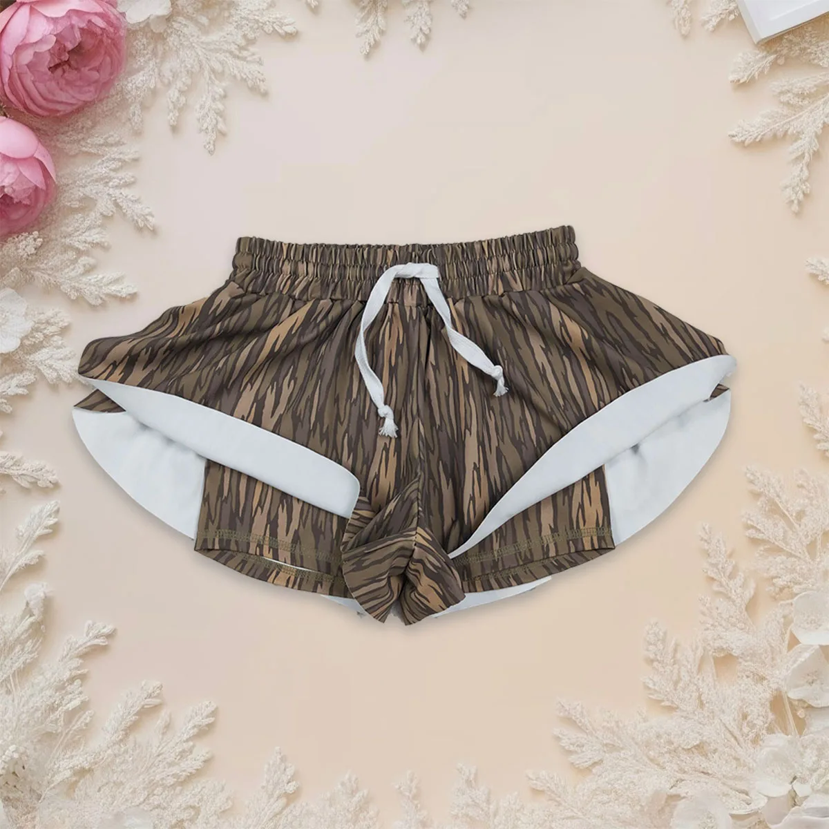 

Baby Girl Kids Southern Camo Yoga Active Wear Ruffle Clothes Toddler Summer Skorts Shorts Bottoms Breathable Children Clothing