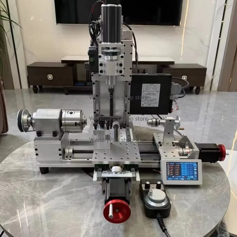 Home Mini CNC Lathe Multi-Function Manual Assembly Precision Turning Milling Drilling Integration Servo Motor Machine Tool