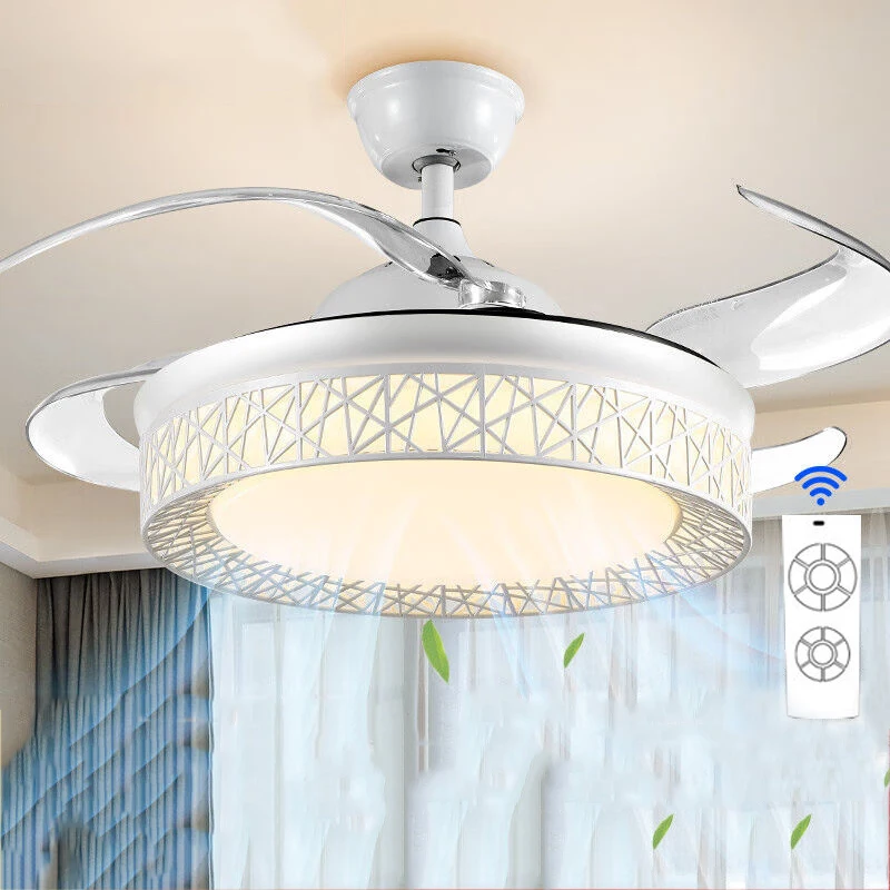 Fan Lamp Ceiling Fan Lights Dining Room Bedroom Lamp in the Living Room Household Mute Invisible Fan Lamp Integrated