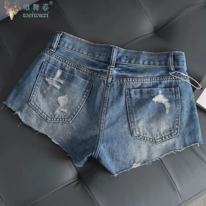 Fashion Sexy Low Waist Women Denim Shorts Summer Beach Slim Fit Tassel JEANS Hot Pants Spicy Girl Basic Style Leisure Streetwear view 2