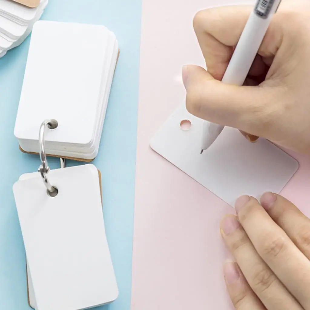 1 Piece (100 Sheets Per Piece) Blank Flash Cards With Rings Index