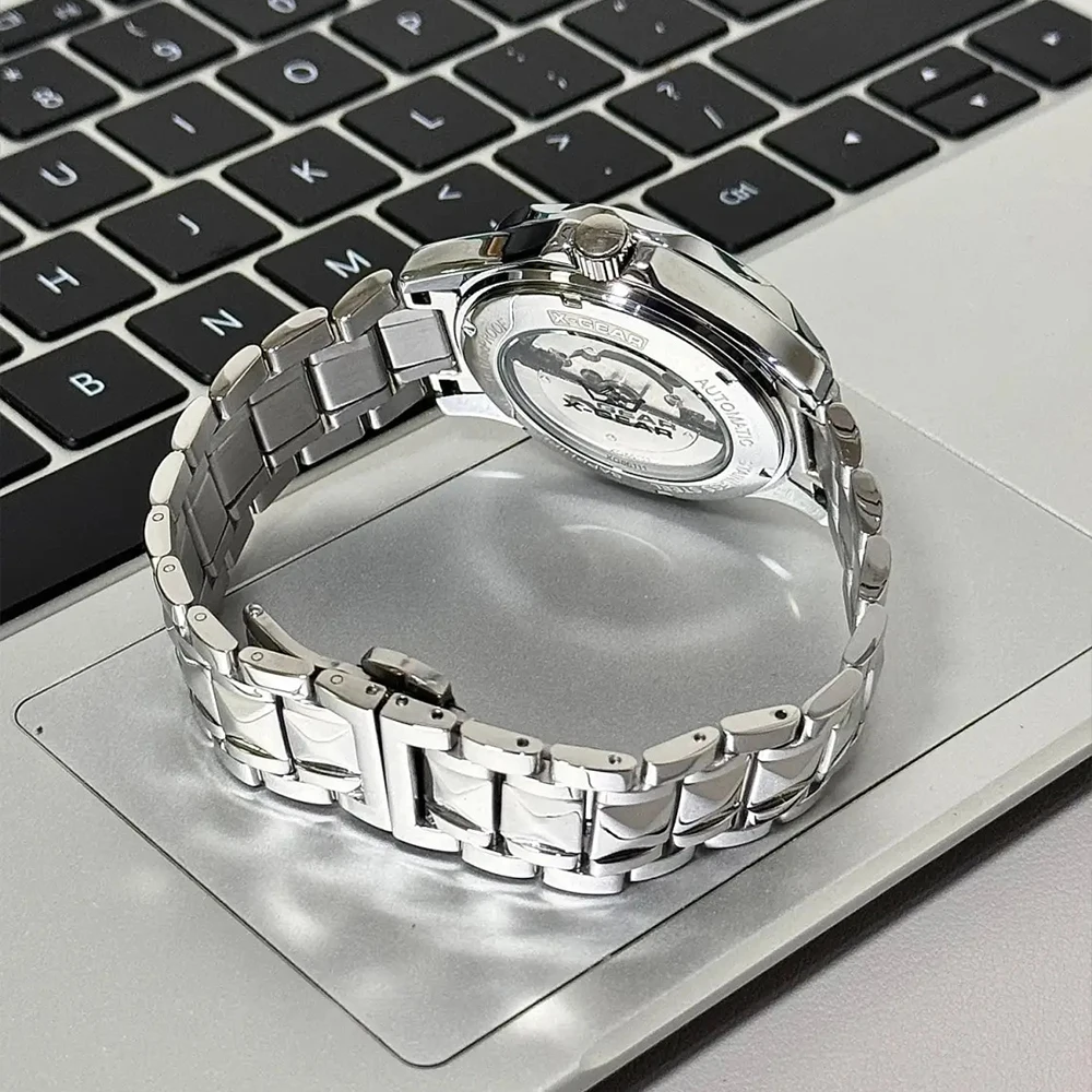 X-GEAR Waterproof Men's Mechanical Wristwatch Automatic Sea Horse Luminous Stainless Steel Watch Night Light Precision Timepiece