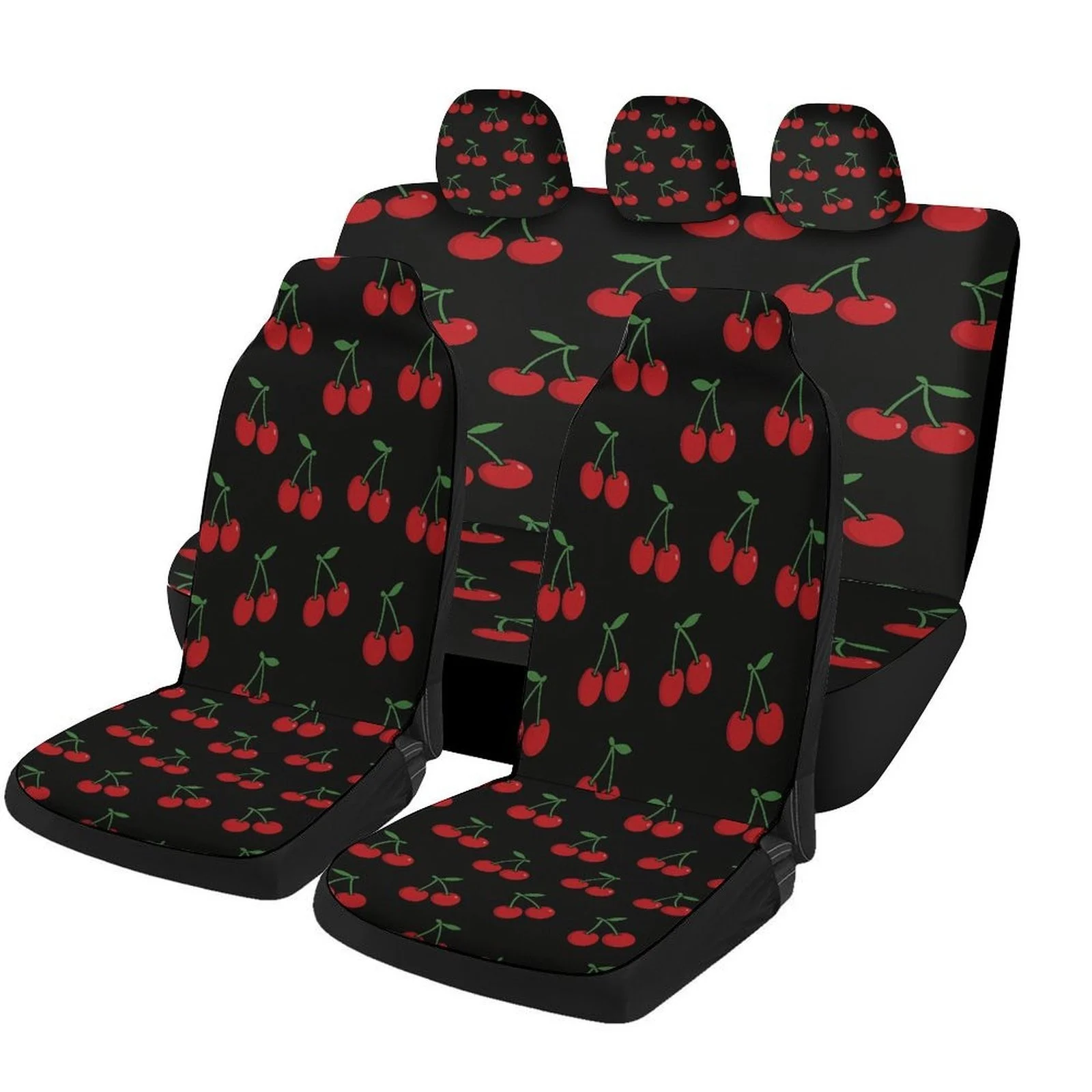 

Cherry Pattern Themed Car Seat Cover Set For Most Cars, Fashion Personalized Novelty Car Seat Protector Covers Full Set, Univers