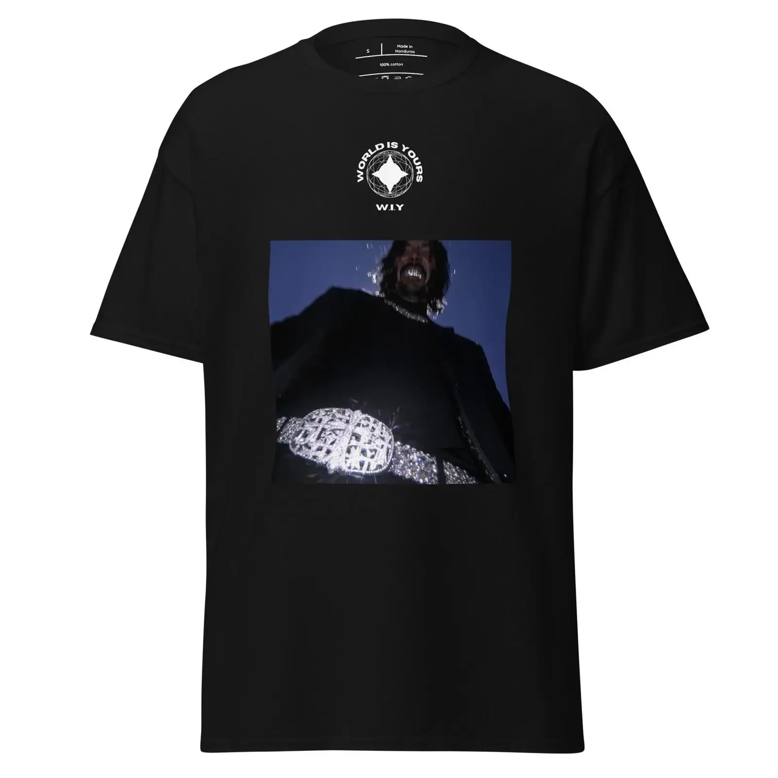 T shirt W I Y John Wick diamond belt unisexe vintage Washed Stretched Breathable Casual Slightly homme Comfortable streetwear