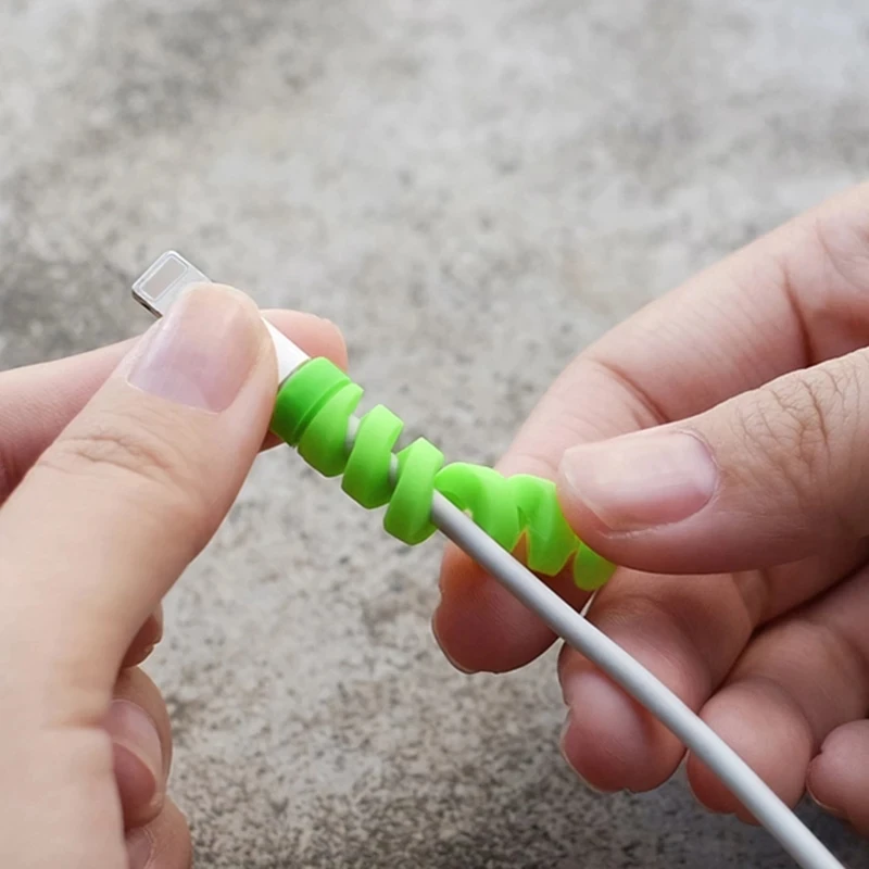 PUJIMAX 6 sztuk kabel spiralny Protector Winder klip 6 kolorów linia danych dla uchwyt na przewód do ładowarki USB kabel do zarządzania telefonami