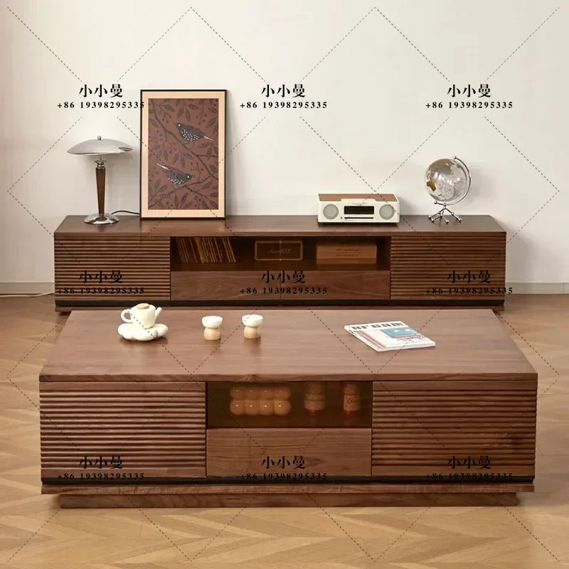 North American Black Walnut Solid Wood Coffee Table Modern Simple Cherry Wood Log Living Room Multifunctional Storage