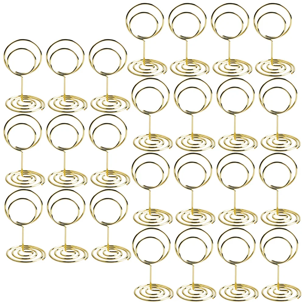 25 Pcs Gold Table Number Holders Photo Frames Seating Chart Display Carbon Steel Cute Clip Spiral Base Party Memo Note