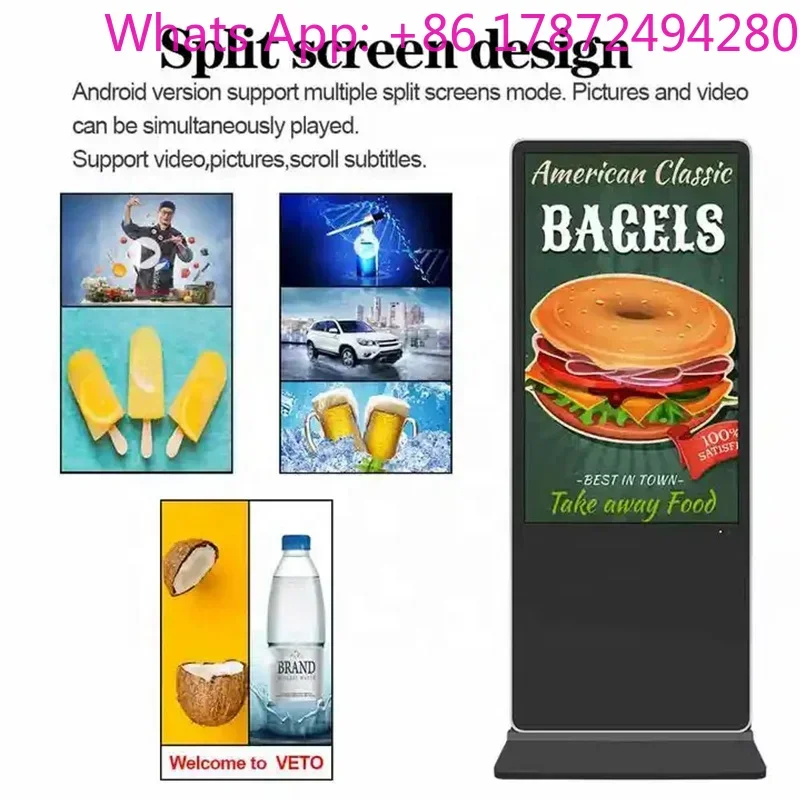 55 Inch Indoor Outdoor Floor Standing Touch Screen Kiosk WiFi Commercial Advertising Display Totem