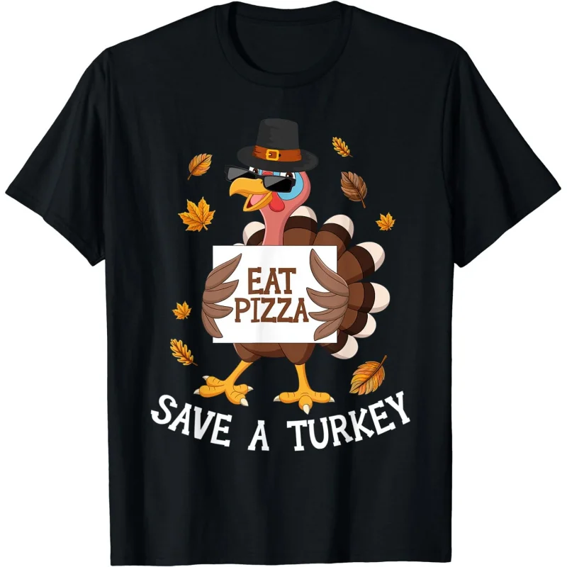 

Funny Thanksgiving Tstars turkey wearing black Thanksgiving shirts for boys and girls