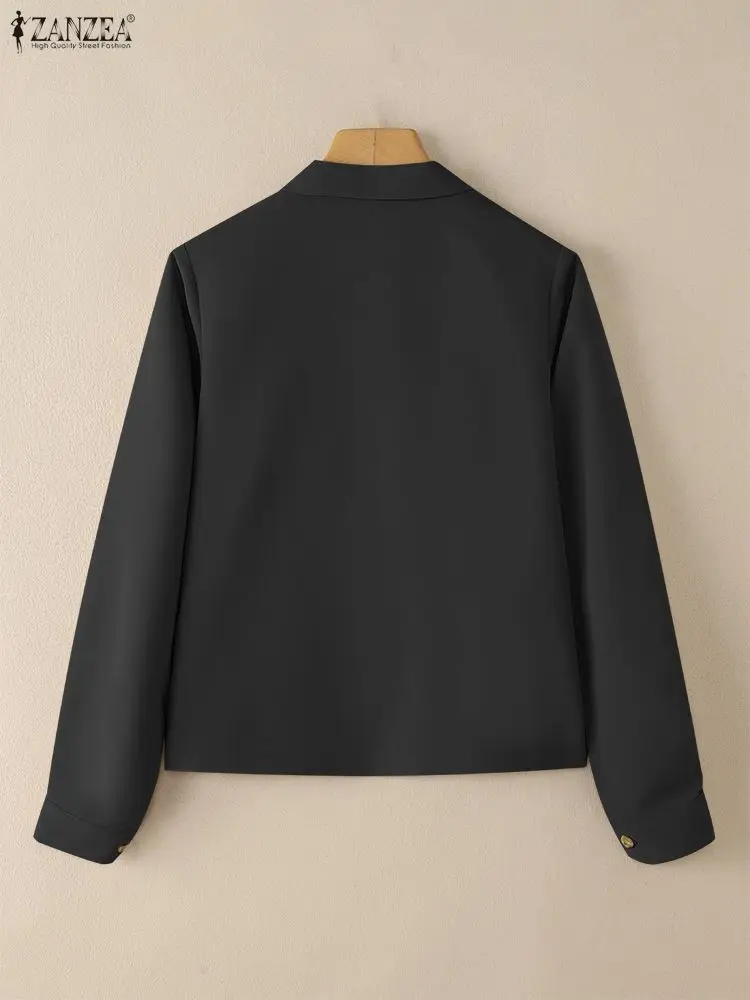 ZANZEA Stylish Women Lapel Neck Long Sleeve Shirt 2025 Autumn Blouse Elegant Solid OL Work Blouse Irregular Office Tops Oversize