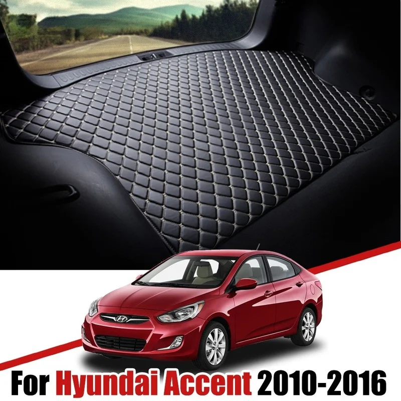 

Кожаные коврики на заказ для багажника автомобиля Hyundai I25 Accent 2010 2011 2012-2013, водонепроницаемый нескользящий поднос, аксессуары для груза