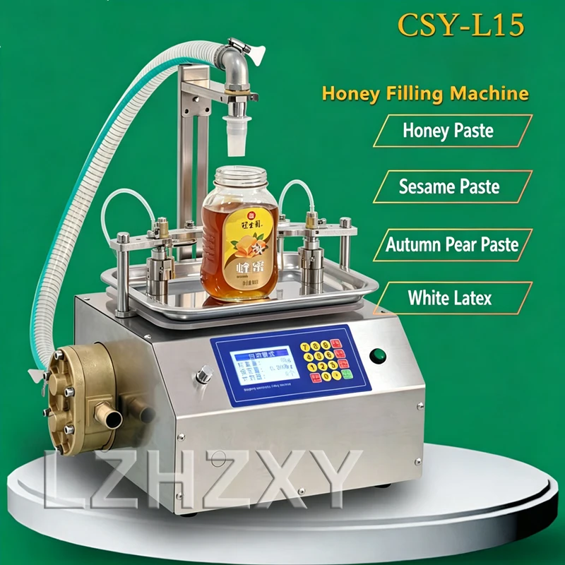 Máquina de llenado dispensadora completamente automática, tipo de pesaje de flujo de CSY-L15, miel, salsa de sésamo, aceite comestible, pegamento, líquido viscoso