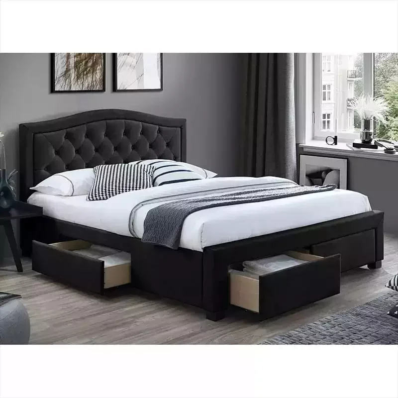 Muestra gratuita de lujo iluminado completo doble Divan almacenamiento moderno Queen individual Cama doble matrimonial Cama King Size con almacenamiento