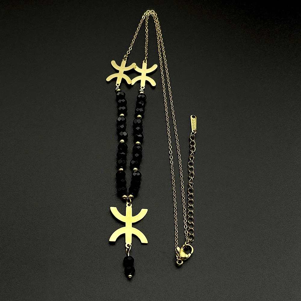 Vintage Nordafrikanische Berber-Symbol-Halskette für Frauen Edelstahl Amazigh Yaz Böhmischer Ethnischer Stammes-Langketten-Schmuck Geschenke – Detail 8
