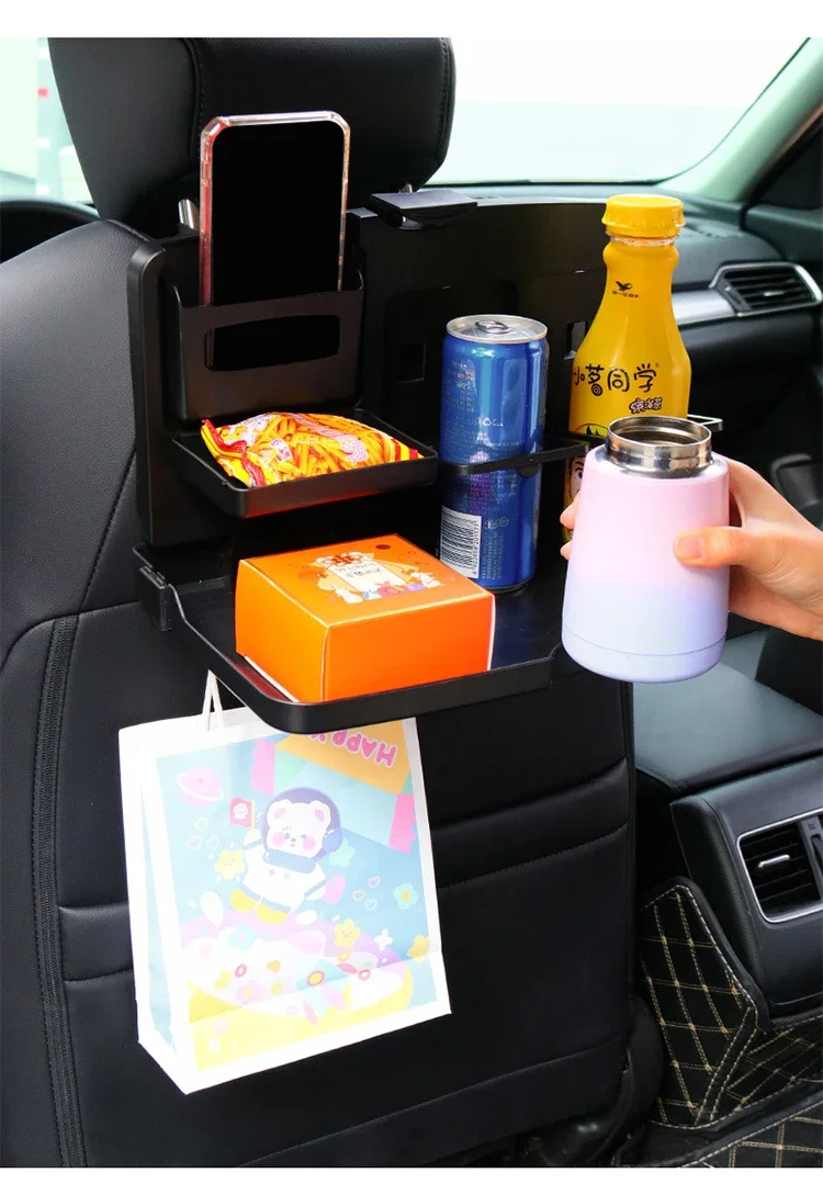 Tragbarer Auto Esstisch klappbare Lebensmittel becher Tablett Auto Innenraum Lager regal Rücksitz Tasse halten Multifunktion sauto Autoteile – Detail 13