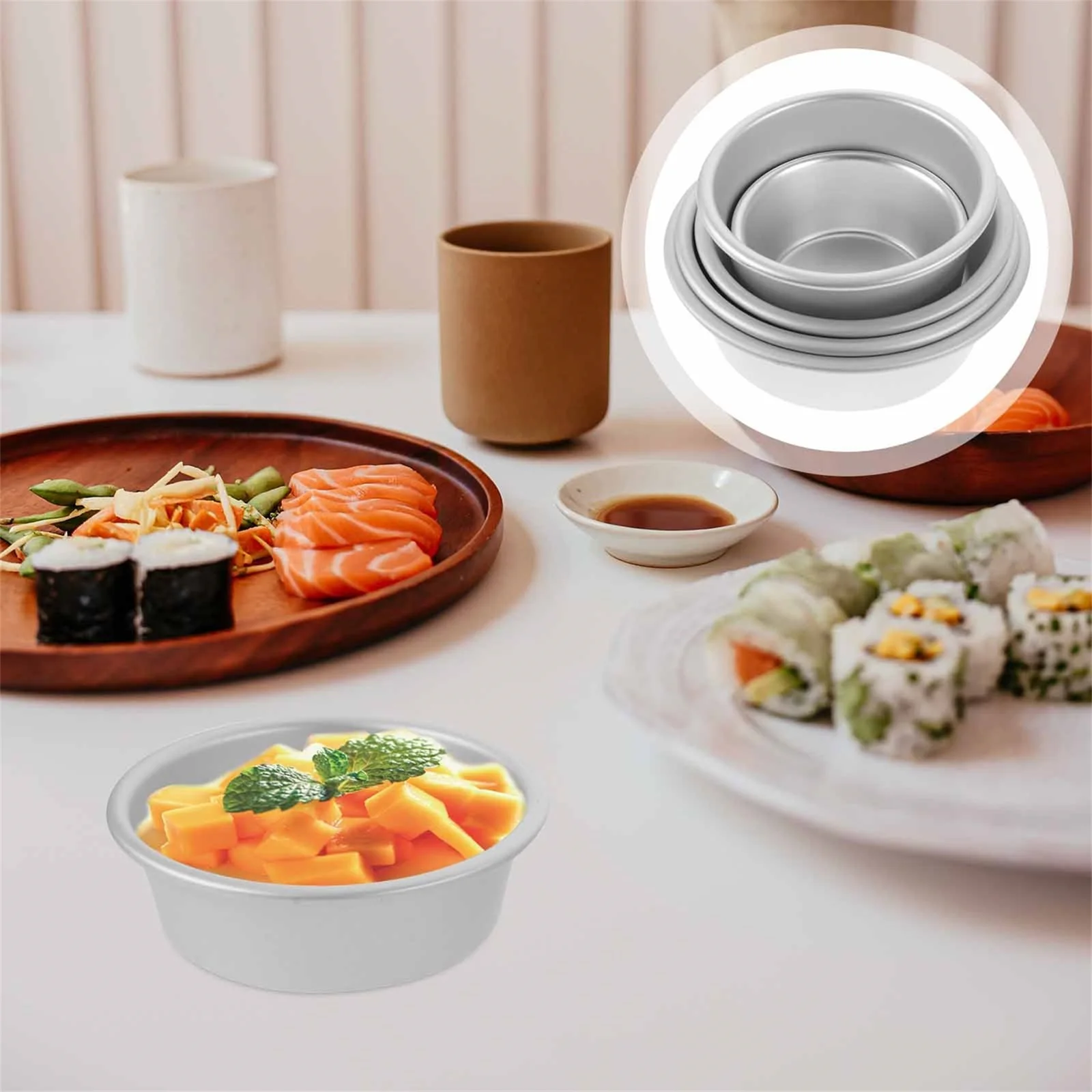 

5Pcs Round Baking Moulds High Temp Resistant Metal Pudding Molds Fast Heat Transfer Homemade Cakes Metal Pudding Moulds