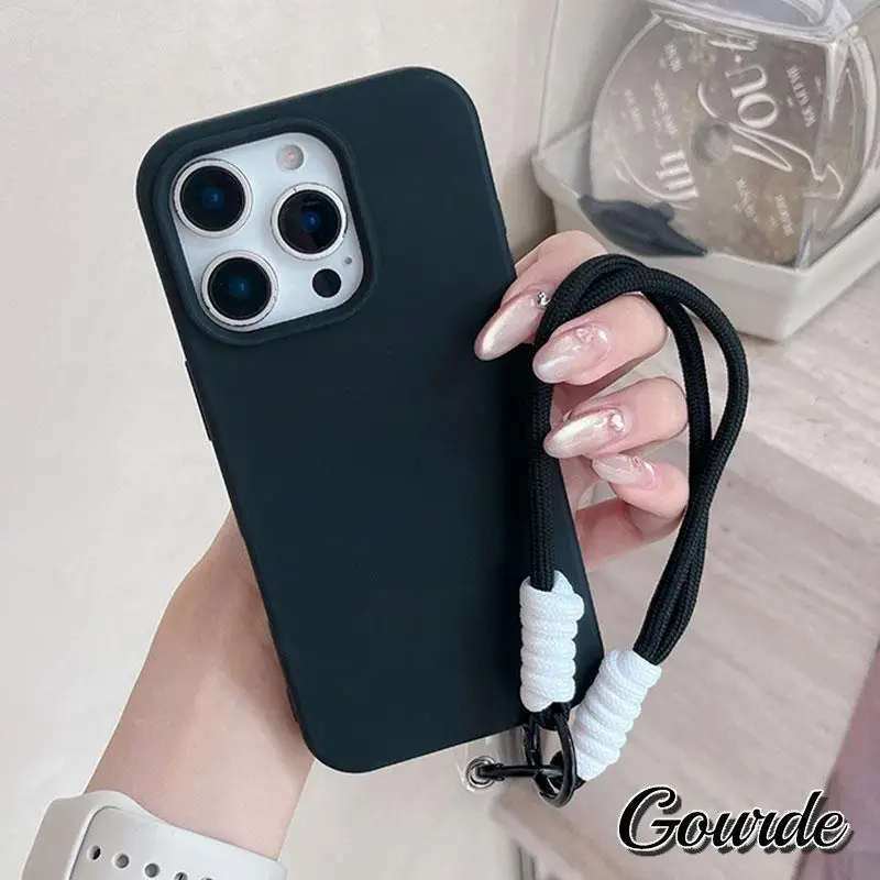 

Gourde INS Candy Color Wrist Strap Silicon Case For iPhone 16 15 14 Plus 13 12 iPhone 11 Pro Max Lanyard Shockproof Cover Fundas