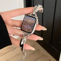 Minimalist Style Stainless Steel Bracelet for Apple Watch 9 8 7 SE 6 5 4 3 Metal Strap for iWatch Band 38/40/41/42/44/45/49mm