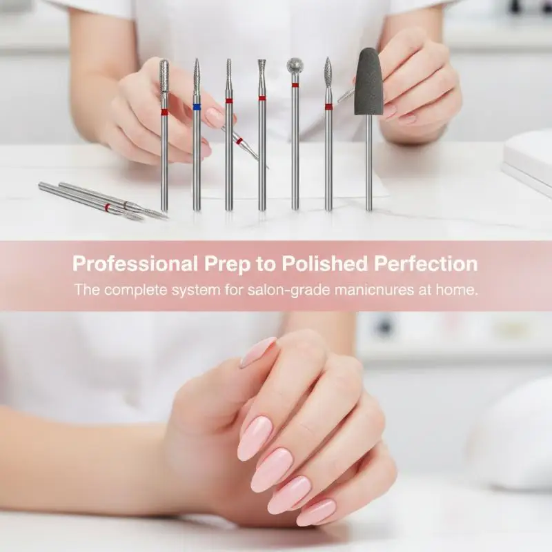 6Pcs Diamond Sand Nail Drill Bits Professional Wear Resistant Cuticle Polishing Accessories for Electric Manicure File Beginners