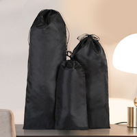 Extra Long Black Storage Bag Waterproof Drawstring Pouch for Umbrella/Bamboo Mat/Hairdryer Travel Home Organizer Lightweight