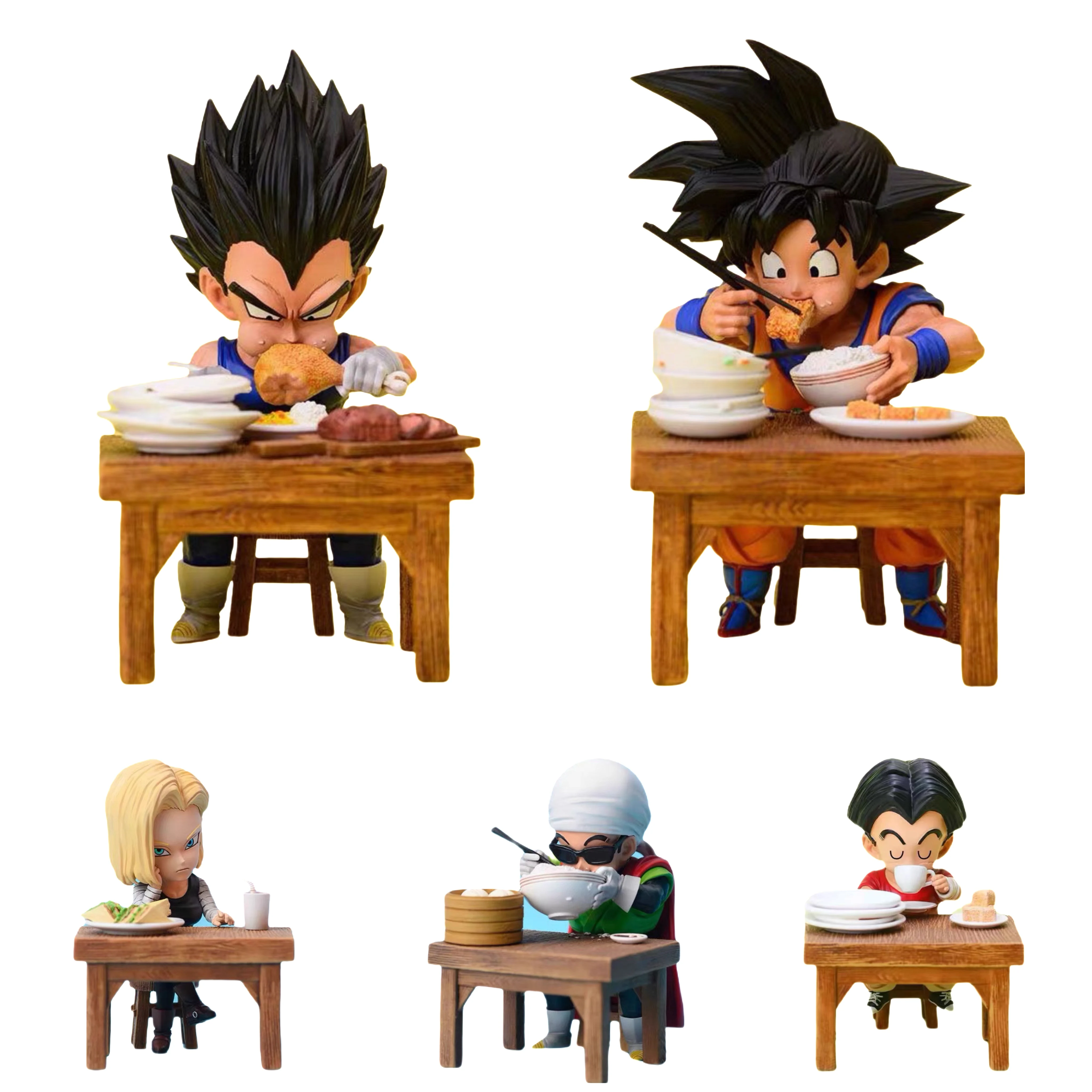 

5 Styles Dragon Ball Son Goku Eating Figurine Anime Figure Krillin Vegeta IV Cute Statue Desktop Ornaments Children's Toy Gifts