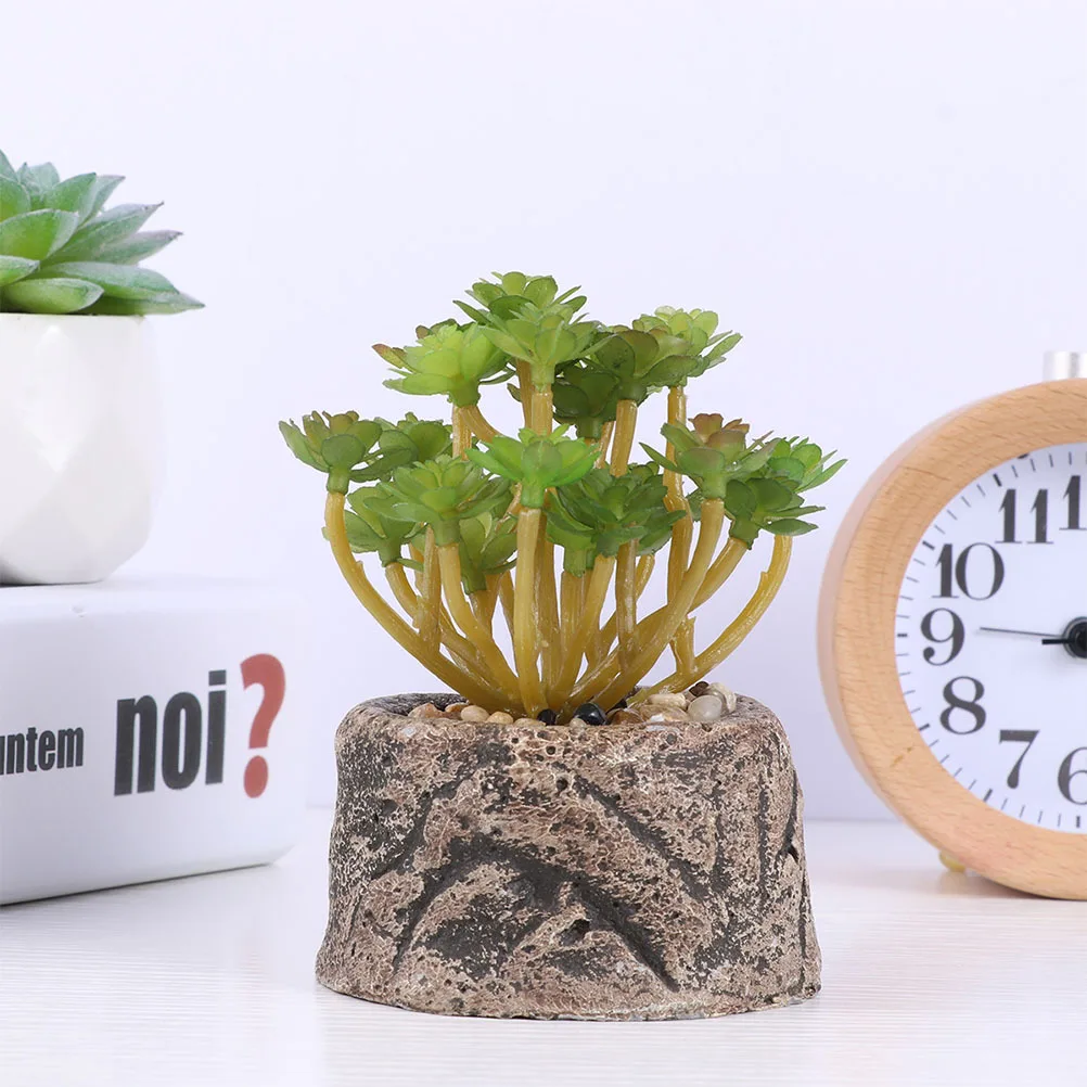 

2pcs Simulation Succulent Potted Plants Nordic Style Home Decor For Living Room Office Mall Stone Lotus Small Water Lily
