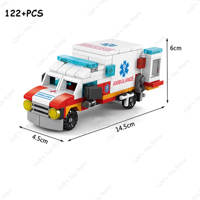 City Ambulance Car Medical Rescue Helicopter Assemble Aircraft DIY Model Action Figures Building Blocks Bricks Kids Toys Gifts