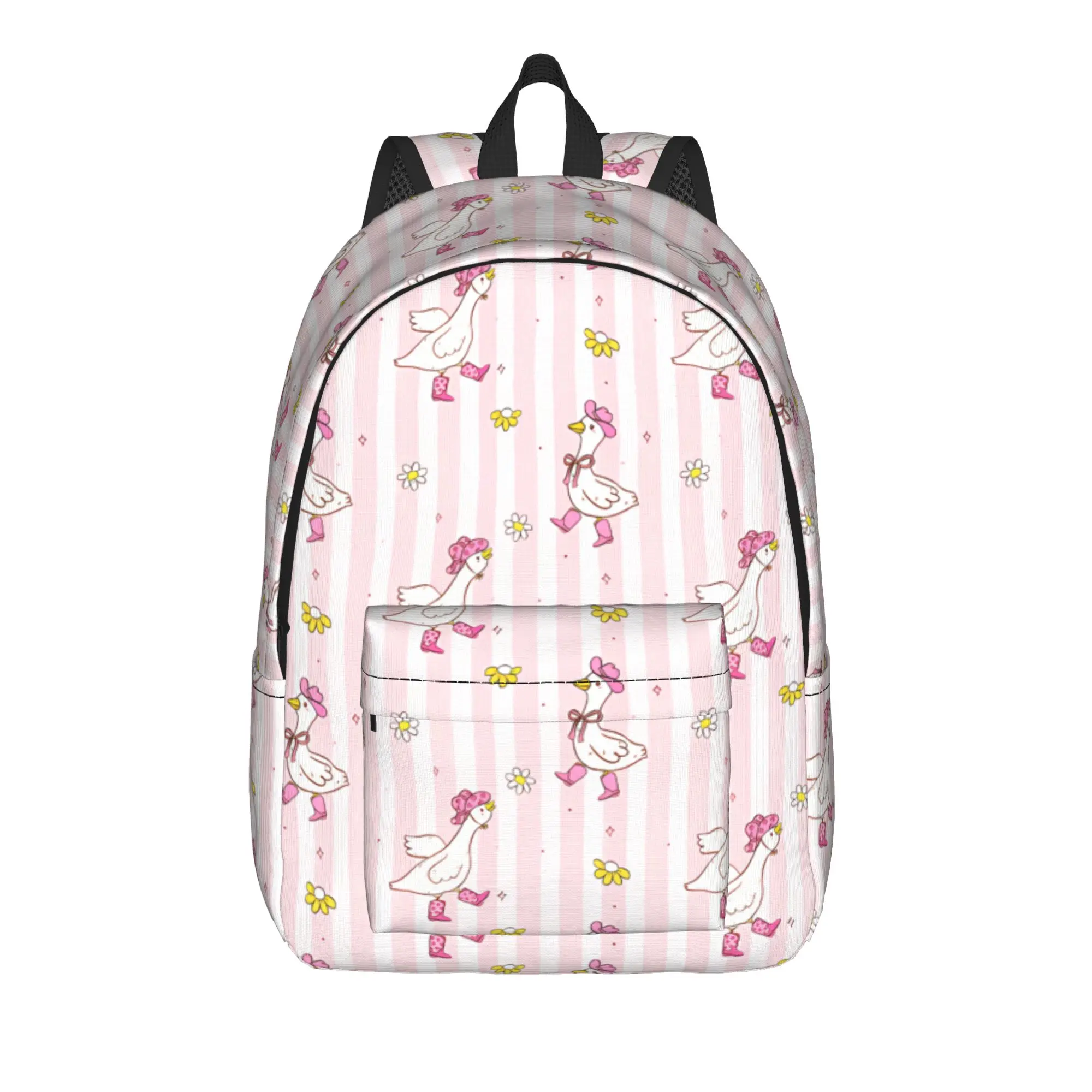 Cute Spring Cottagecore Goose Backpack  Student Polyester Outdoor Backpacks Lightweight Style High School Bags Rucksack