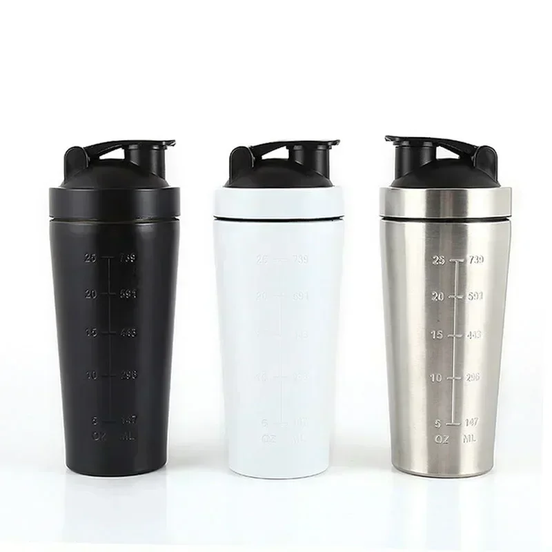 Protein Shaker Bottle Stainless Steel Gym Outdoor Shake Kettle Nutrition Shaker Cup Sport Mixer Water Bottle Whey Protein Cup