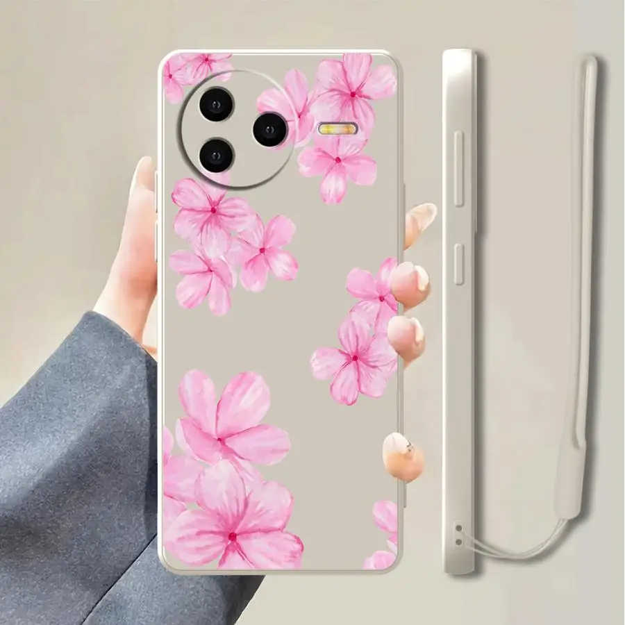 Fashion Pink Flowers Case for Xiaomi Redmi 13C K40 10 K60 A7 A5 A3x 9 8 A2 12C 15C 14C Phone Cover