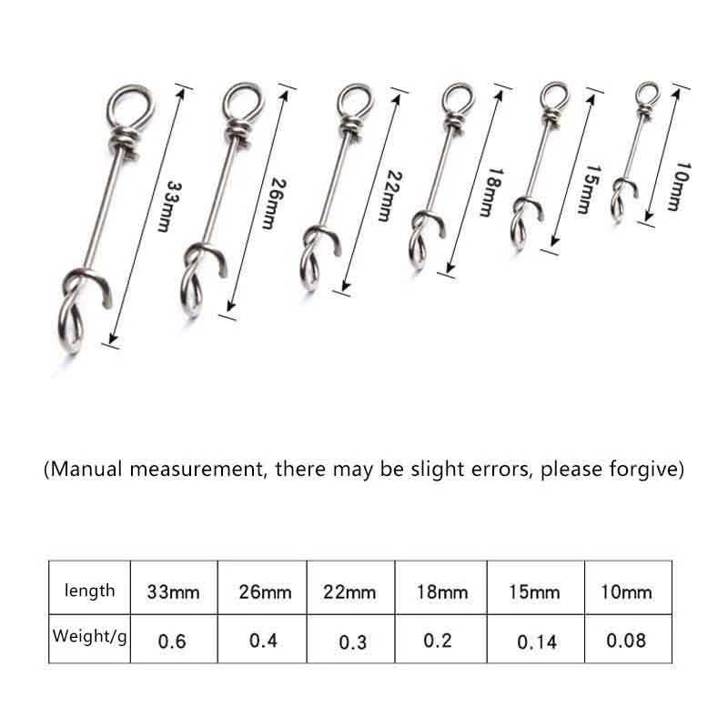 50 قطعة تعزيز الفولاذ المقاوم للصدأ قفل سريع المفاجئة الربيع المشبك مشبك إغراء قطرة الحفارات موصل السلامة الطعم هوك لصيد الأسماك #6