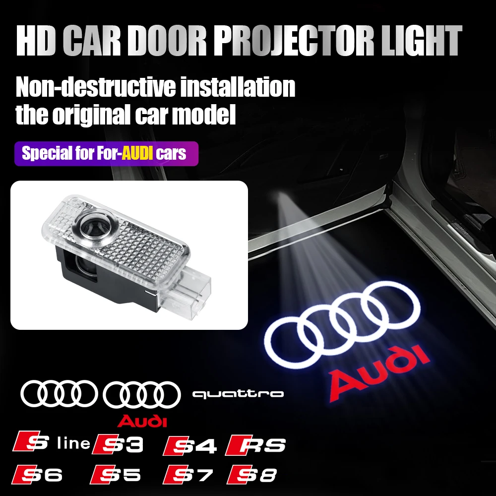 HD Car Door Welcome Light Led Projector Lamp For Audi SLINE QUTTRO S2 S3 S4 S5 S6 S7 S8 S RS A3 A4 B8 8P 8V A6 C7 A5 Q5 B7 B6 B9