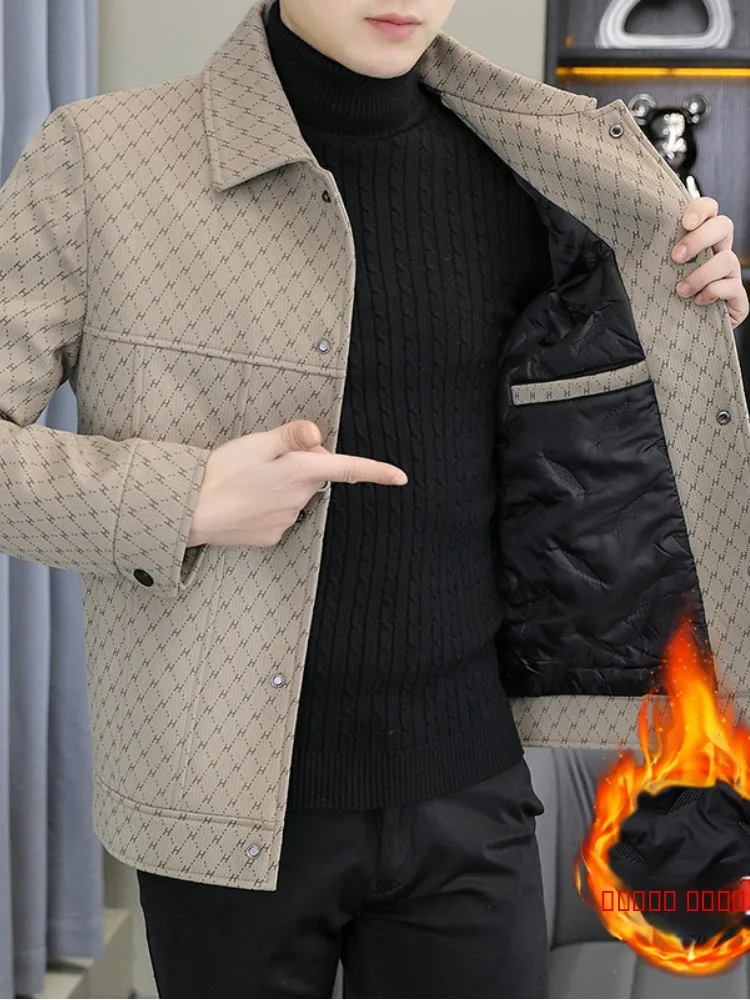 

Мужская утепленная хлопковая куртка из шерсти, повседневная модная верхняя одежда, приталенный крой, с множеством карманов, зимнее пальто из полиэфирного волокна