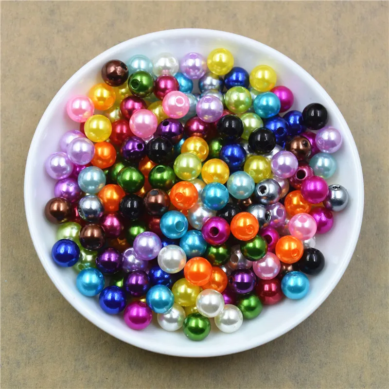 50pcs 8mm Lot Colors Round Pearl Coated Glass Loose Spacer Beads for Jewelry Making DIY Crafts