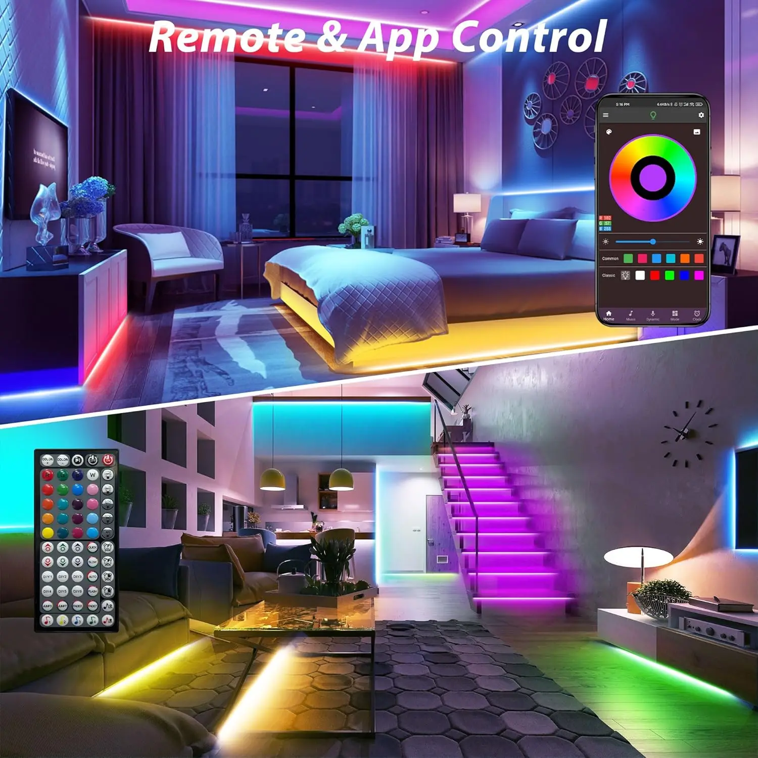 5050 RGB USB LED Strip 5V Bluetooth WiFi Control 16 Million Colors App Voice Remote for Room TV Backlight Decoration