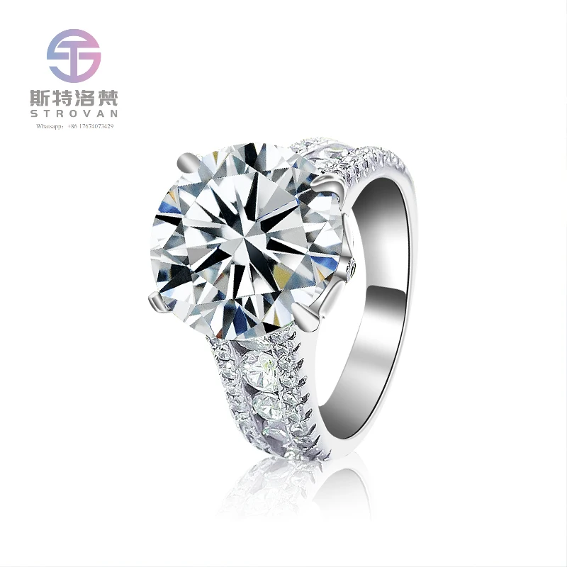 XJZ014DZ Big Round Cut Moissanite Diamond Solitaire Ring for Women 925 Sterling Silver Engagement Fashion Jewelry