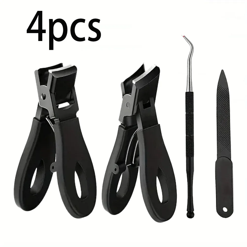 1/3/4/5pcs Stainless Steel Toenail Clippers Set with Ergonomic Handle,Includes Wide Mouth Angled Scissors,Nail File Cuticle Tool