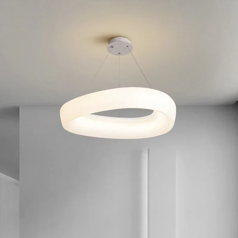 

SANDYHA Modern Minimalist Cream Chandelier Ring Warm Ceiling Light Bedroom Living Room Study Home Decor Lighting Fixture