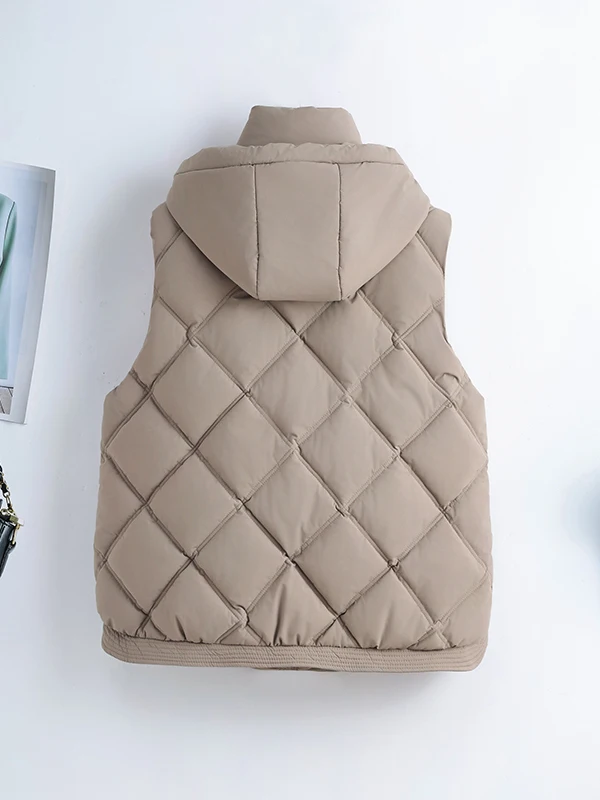 Gilet en coton avec chapeau amovible Faionable, veste pour femme, nouvelle collection automne-hiver 2025, petite taille, veste à épaules dénudées