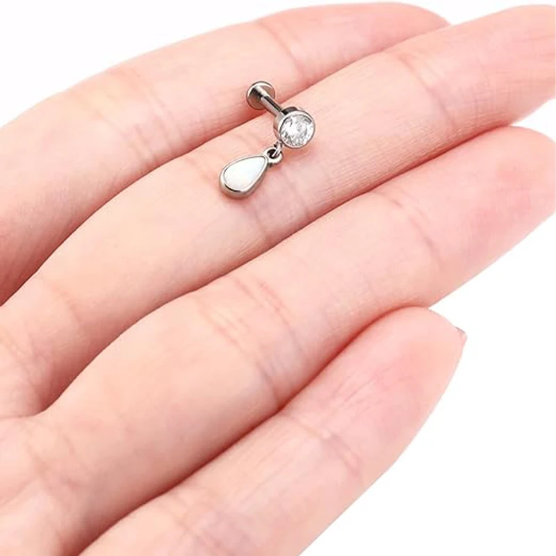 G23 Titanium Jelly Opal Stud Earrings Piercing 16G Internal Thread Labret Tragus Helix Cartilage Earrings Nose Piercing Jewelry
