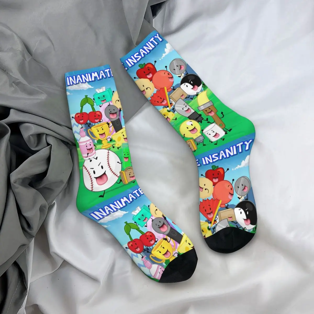 Hiphop BFDI Inanimate Insanity Cartoon basketbalsokken Battle for Dream Island Polyester middenbuissokken voor unisex Antislip