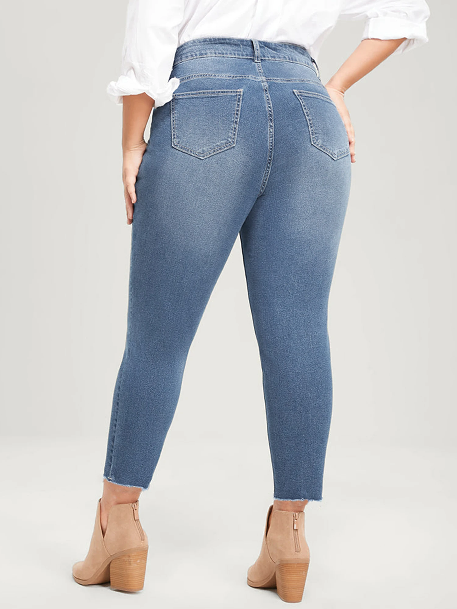 2023 Plus Size Pencil Jeans for Women Stretchy High Waist Skinny Jeans Women Denim Jeans for Mom Full Length Curvy 100 Kgs Jeans