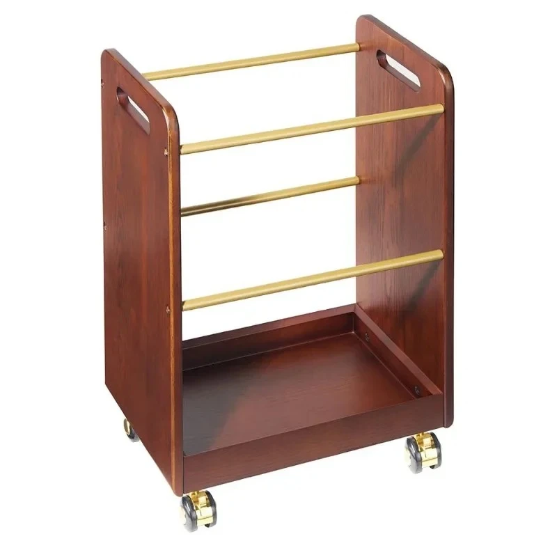 Solid Wood Yoga Mat Storage Basket Sports Equipment Organizer Retro Badminton Racket Holder Wheeled Home Storage Bin