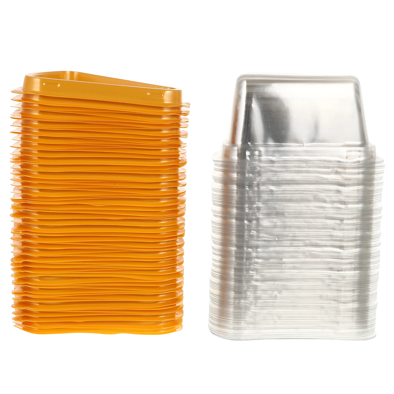 

100 Pcs Triangle Cake Box Transparent Food Grade PET Sealing Buckle Non Base Dessert Container for Cupcake Packaging Gold