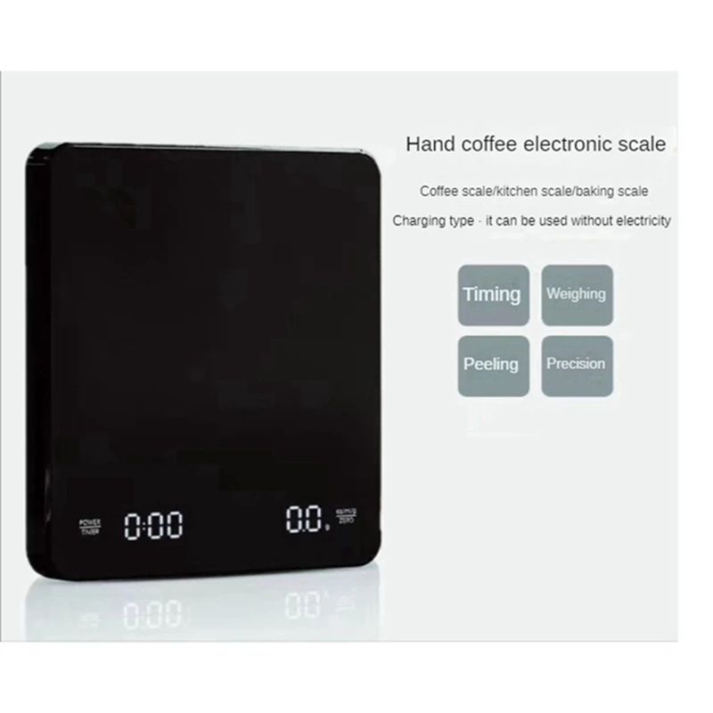 1 PCS Coffee Scale Black Plastic Pressure Sensitive Wake Up With Timer And 3Kg/0.1G Scales Digital Weight Grams And Oz